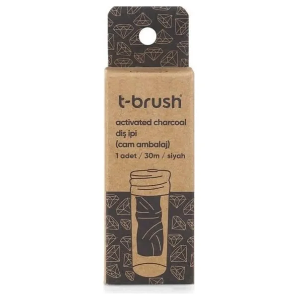 T-Brush Kömür Aromalı Cam Şişe 30 m Diş İpi - Görsel 8