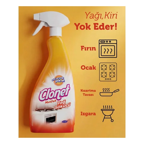 Diversey Clonet 5'li Set Temizlik Paketi 1 Mutfak Yağ Çözücü + 2 Banyo + 2 Tuvalet Temizleyici - 750 Ml - Görsel 2
