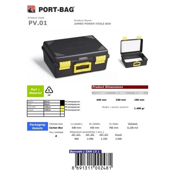 Port-Bag Pv01 Jumbo Usta Takım Çantası - Görsel 3