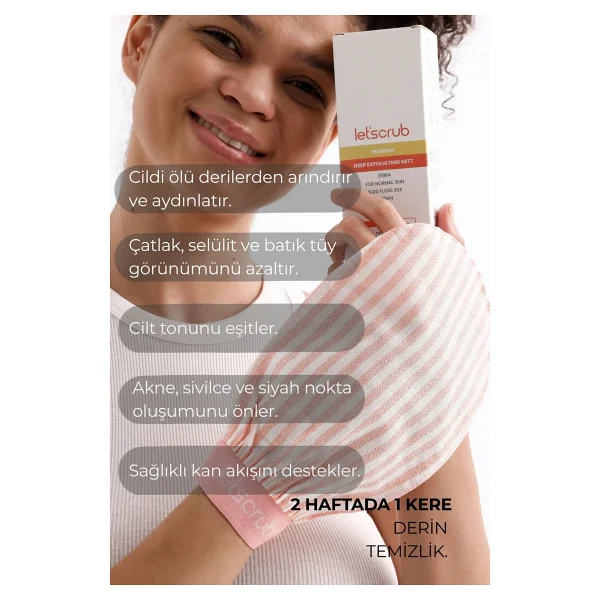 Let'scrub Premium Banyo Kesesi Turuncu Zebra Model Peeling Eldiveni %100 Floş Ipek Normal Ciltler İçin Kese - Görsel 10
