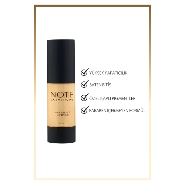 Note Detox & Protect Spf 15 03 Medium Beige 30 Ml Likit Fondöten - Görsel 7