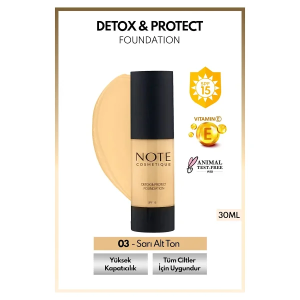 Note Detox & Protect Spf 15 03 Medium Beige 30 Ml Likit Fondöten - Görsel 9