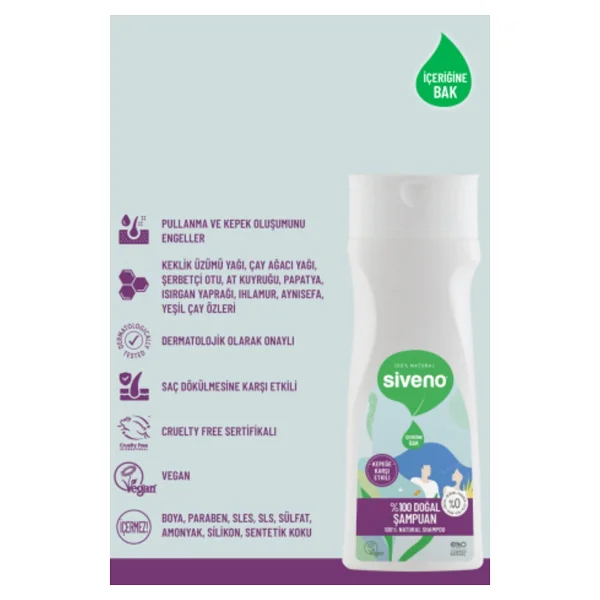 Siveno %100 Doğal Kepeğe Karşı Etkili 300 Ml Şampuan - Görsel 7