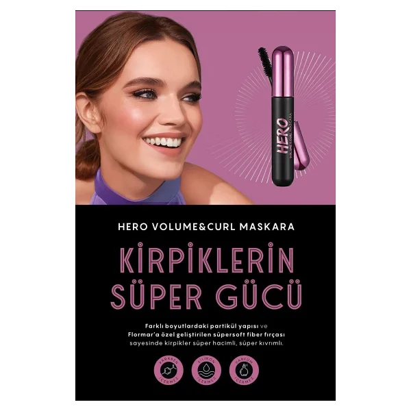 Flormar Hero Volume & Curl Yoğun Hacim Veren Siyah Maskara - Görsel 8
