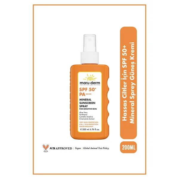 Maru.Derm Mineral Hassas Ciltler İçin 200 Ml 50 Faktör Sprey Güneş Kremi - Görsel 3