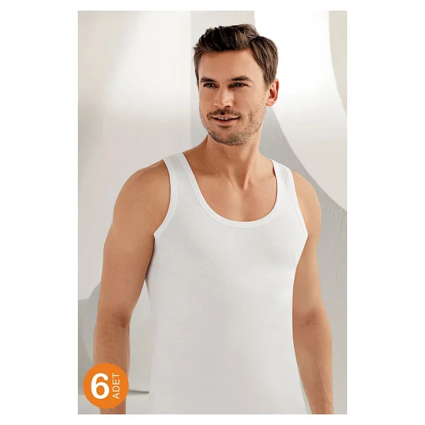 Şahinler Erkek Beyaz 6'lı Paket%100 Pamuk Atlet Me002 - Görsel 3