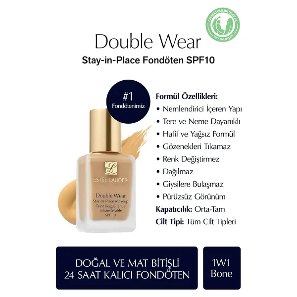 Estee Lauder Double Wear Stay İn Place Spf 10 1w1 Bone 30 Ml Likit Fondöten - Görsel 8