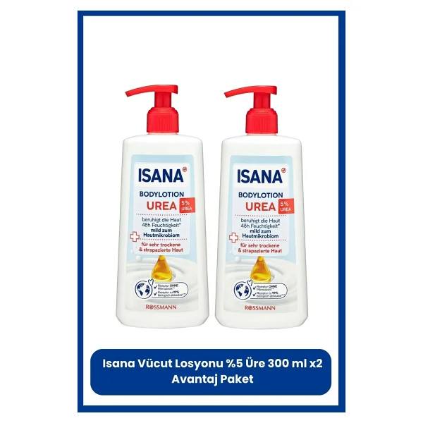 Isana Vücut Losyonu %5 Üre Nemlendirici Etki 600 Ml İki Adet Hassas Ciltler İçin - Görsel 3