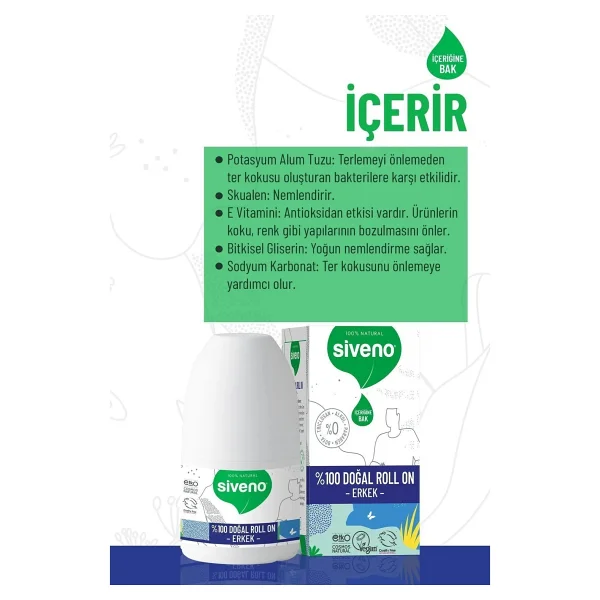 Siveno %100 Doğal Beyazlatıcı 2 Adet 50 Ml Kadın Roll-On Deodorant - Görsel 9