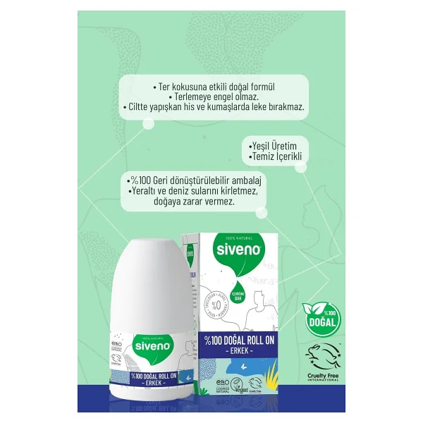 Siveno %100 Doğal Beyazlatıcı 2 Adet 50 Ml Kadın Roll-On Deodorant - Görsel 10