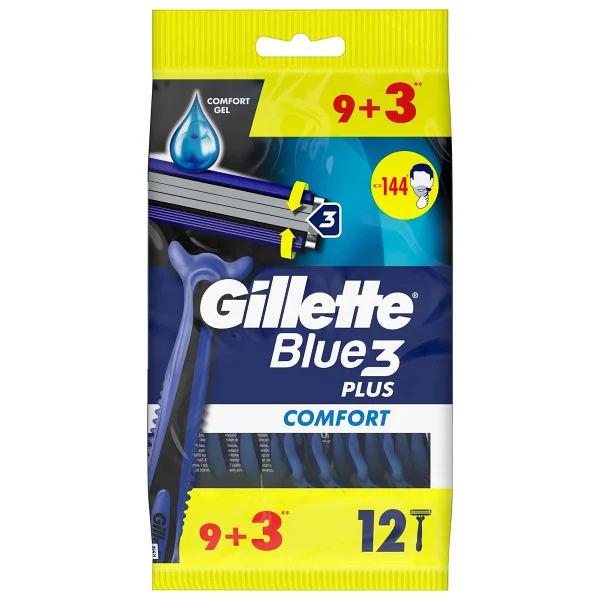 Gillette Blue3 Comfort Kullan At Tıraş Bıçağı 12 Adet 9+3 Hassas Cilt Dostu Ergonomik Tasarım - Görsel 2