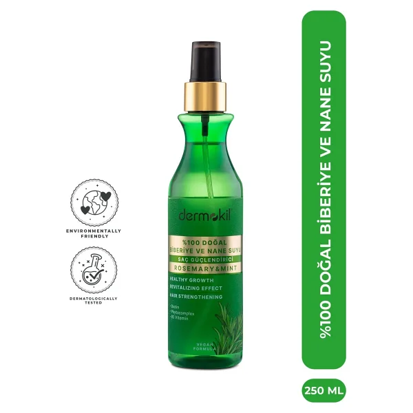 Dermokil Güçlendirici %100 Doğal Biberiye Ve Nane Suyu 250 Ml Saç Toniği - Görsel 6