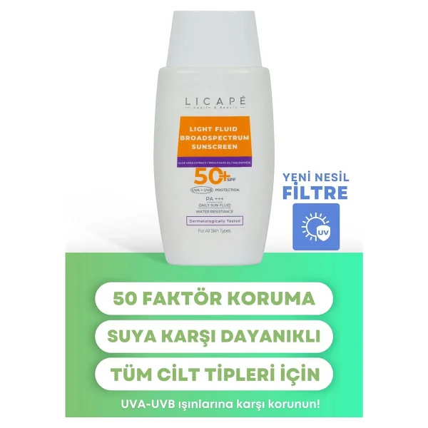 Licape Light Fluid Yüksek Koruma 50 Ml 50 Faktör Güneş Kremi - Görsel 4