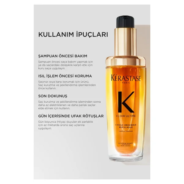 Kerastase Elixir Ultime L'huile Originale Refillable 75 Ml Saç Bakım Yağı - Görsel 6