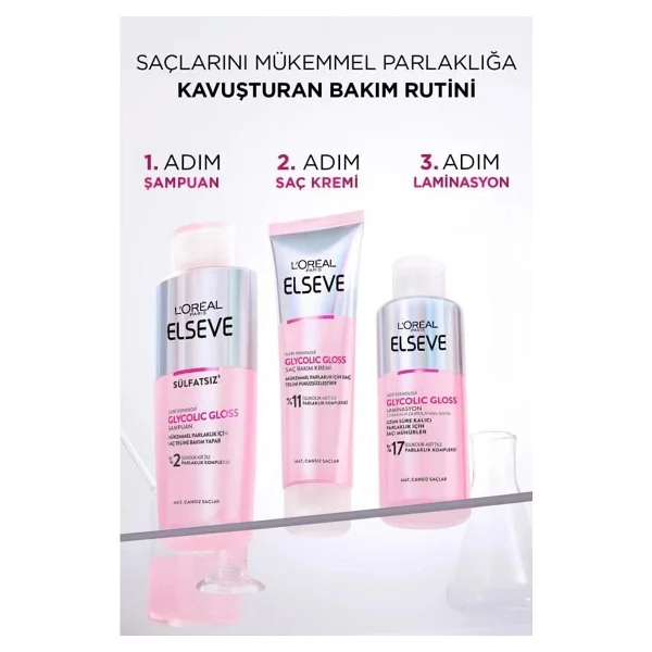 L'Oreal Paris Elseve Glycolic Gloss Mükemmel Parlaklık için 150 ml Saç Kremi - Görsel 9