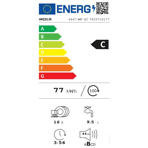 Arçelik 6467 Wf Sc 6 Programlı Bulaşık Makinesi - Görsel 7