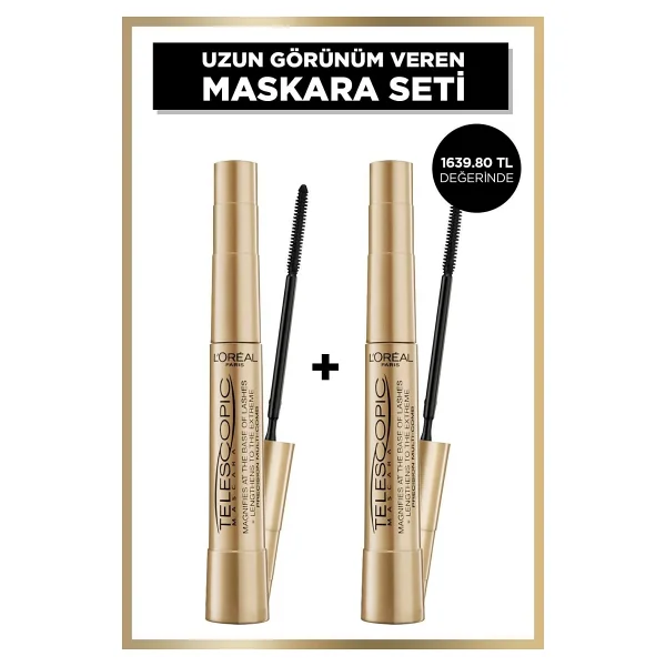 L'oreal Paris Telescopic 2 Adet Siyah Maskara - Görsel 9
