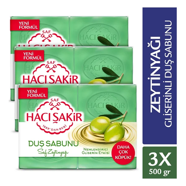 Hacı Şakir Zeytinyağı Gliserinli Duş Sabunu 4x125 Gr 3 Adet Nemlendirici Etki - Görsel 3