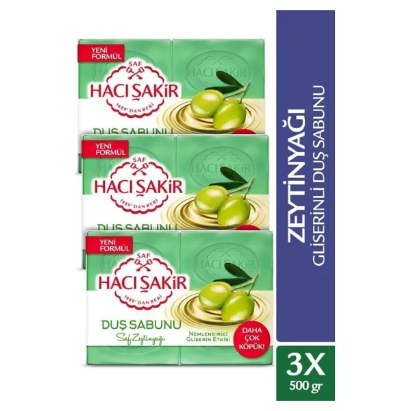 Hacı Şakir Zeytinyağı Gliserinli Duş Sabunu 4x125 Gr 3 Adet Nemlendirici Etki - Görsel 2