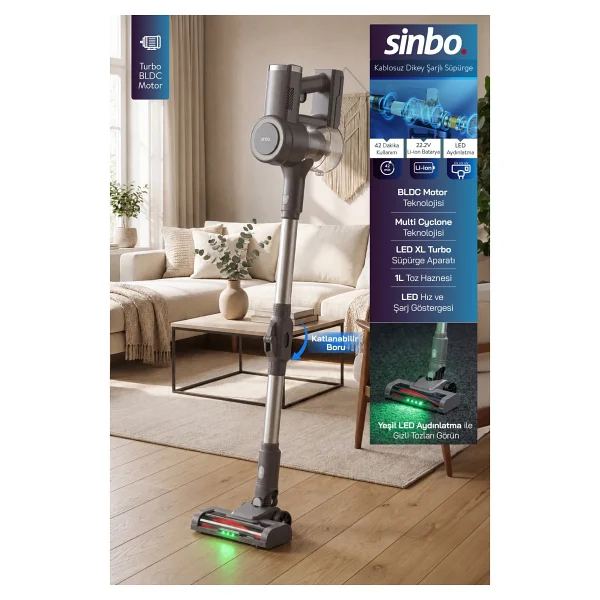 Sinbo SVC-8642 Siyah Şarjlı Dikey Süpürge - Görsel 9