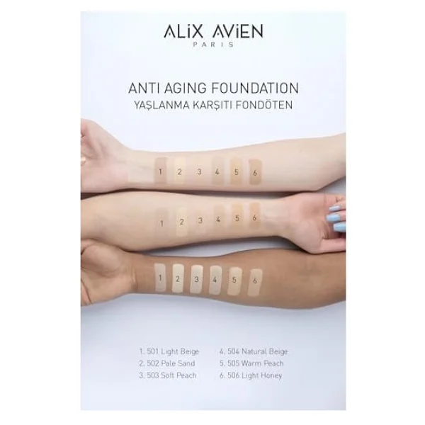 Alix Avien Anti Aging Vitamin İçeren Nemlendirici Spf 15+ 501 Light Beige 35 Ml Likit Fondöten - Görsel 3