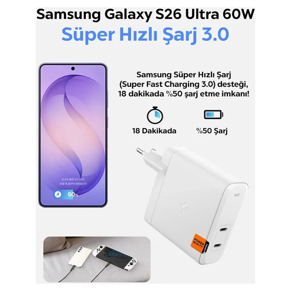Spigen Ach06033 140 W Type-C Hızlı Şarj Adaptörü - Görsel 4