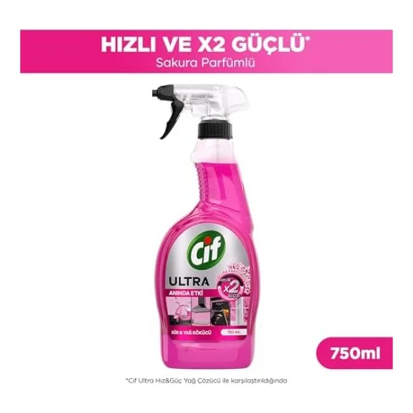 Cif Ultra Anında Etki Sakura Kir Ve Yağ Çözücü 750 Ml - Görsel 2