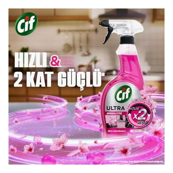 Cif Ultra Anında Etki Sakura Kir Ve Yağ Çözücü 750 Ml - Görsel 5