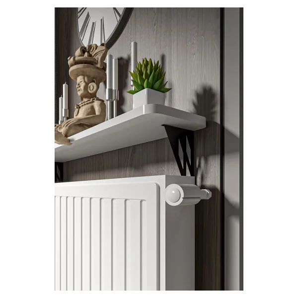 Retodesign Montajsız Beyaz Petek Üstü Metal Raf, Kalorifer Peteği Raf Dresuar Uçan Raf 80 Cm 10080 - Görsel 2