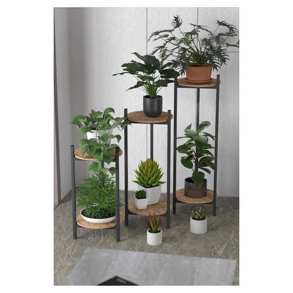 Retodesign 3 Lü Metal Yuvarlak Siyah Çiçeklik Seti . Saksılık . 1491 - Görsel 7