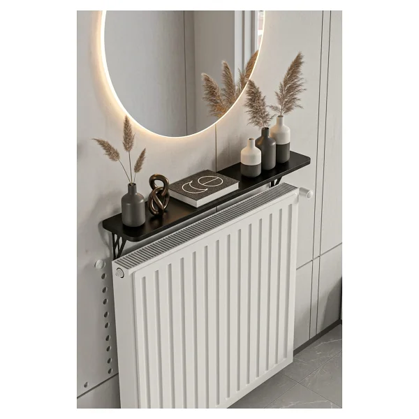 Retodesign 100 Cm. Montajsız Siyah Petek Üstü Metal Raf, Kalorifer Peteği Raf Dresuar Uçan Raf 30100 - Görsel 6