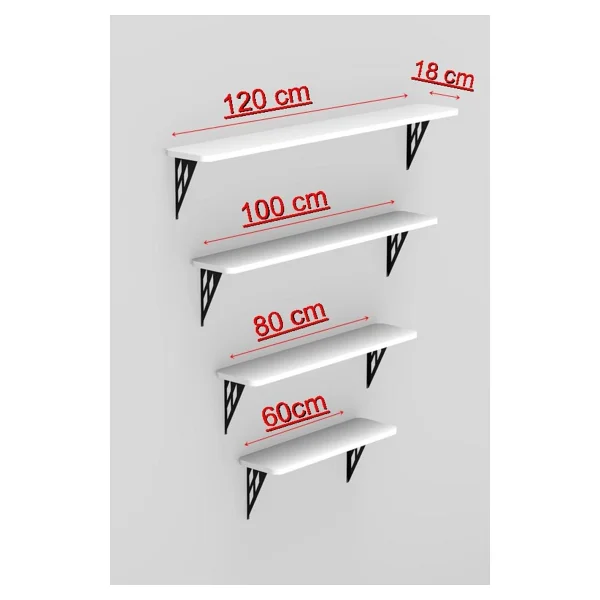 Retodesign Montajsız Beyaz Petek Üstü Metal Raf, Kalorifer Peteği Raf Dresuar Uçan Raf 100 Cm 100100 - Görsel 8