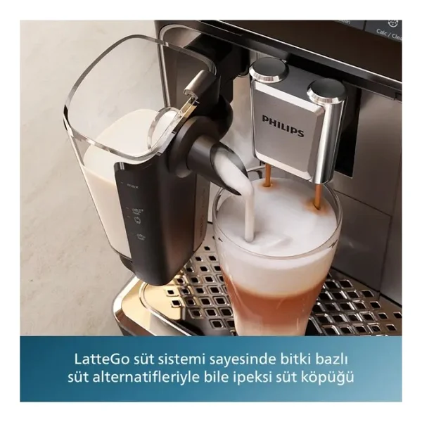 Philips Lattego Tam Otomatik Espresso Makinesi, 4 Farklı Kahve Coffee+ Mobil Uygulaması %100 Seramik Öğütücülerle Zenginleştirilmiş Aroma - Siyah - Görsel 4
