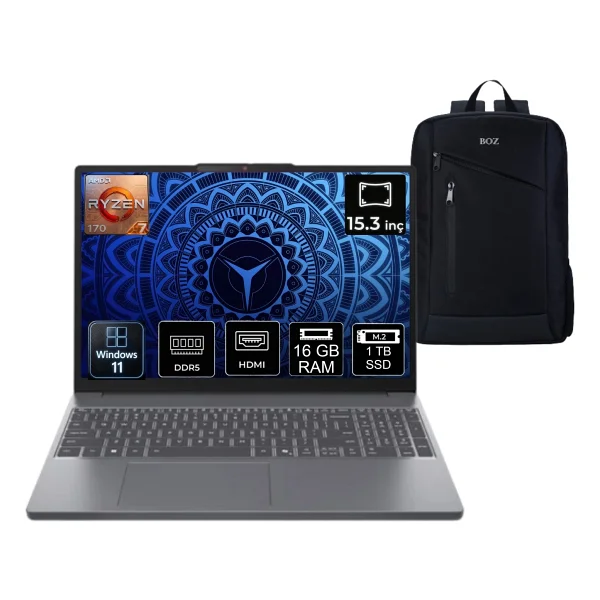 Lenovo Ideapad Slim 3 AMD Ryzen 7 170 16gb 512gb SSD Freedos 15.3" Taşınabilir Bilgisayar 83k700pstr - 512 GB - 16 GB - Görsel 9