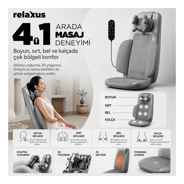 Relaxus Rlx50 3d Shiatsu Masaj Koltuğu Minderi - Görsel 5