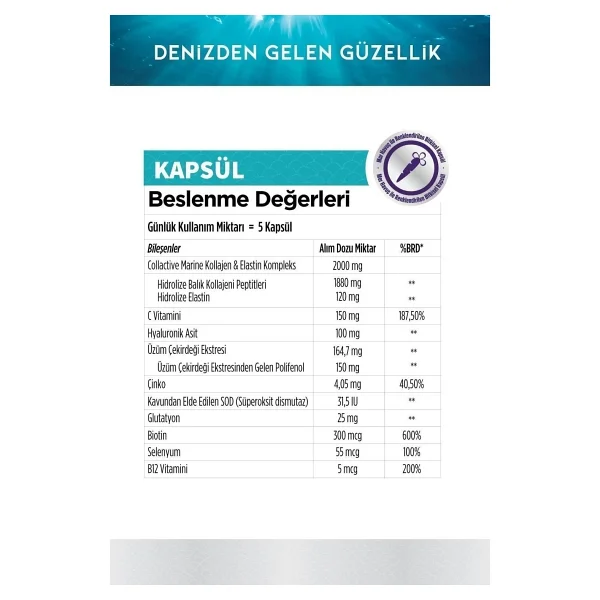 Zade Vital Marine Collagen + Hyaluronic Acid 40 Kapsül - Görsel 5
