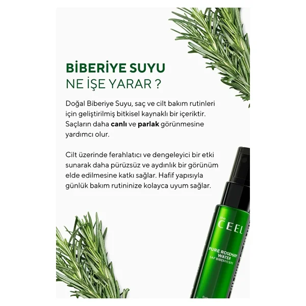 The Ceel Saf Biberiye Suyu Saç Toniği 100 Ml Vegan Dökülme Karşıtı Bitki Özlü Bakım - Görsel 3