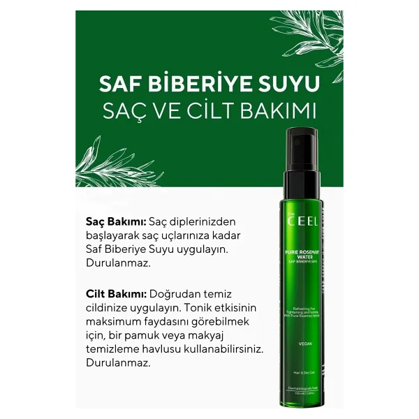 The Ceel Saf Biberiye Suyu Saç Toniği 100 Ml Vegan Dökülme Karşıtı Bitki Özlü Bakım - Görsel 7