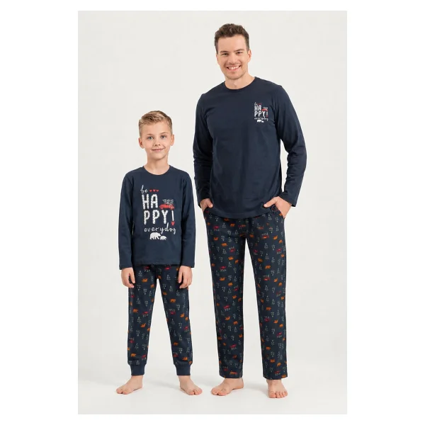 Rolypoly Be Happy Everyday Baba Oğul Lacivert Uzun Kol Pijama Takım Rp3933-A-V1 Rp3933-A-V1 - Görsel 6
