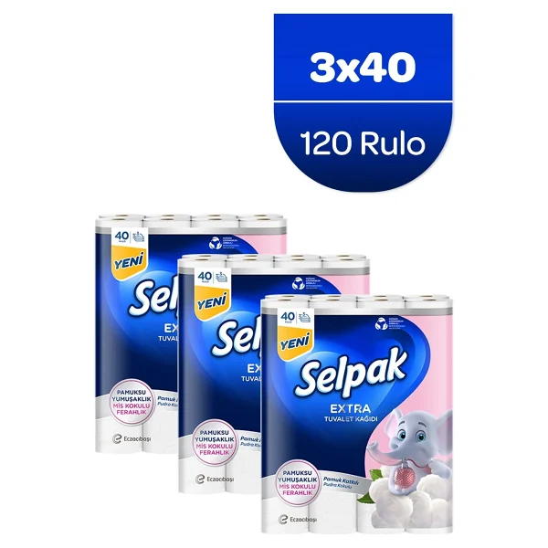 Selpak Selpak Extra Pamuk Katkılı Ve Pudra Kokulu 120'li Tuvalet Kağıdı - Görsel 9