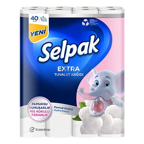 Selpak Selpak Extra Pamuk Katkılı Ve Pudra Kokulu 120'li Tuvalet Kağıdı - Görsel 3
