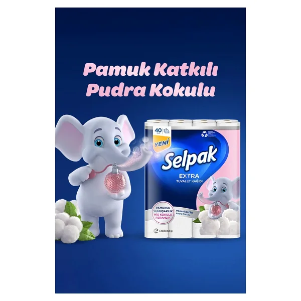 Selpak Selpak Extra Pamuk Katkılı Ve Pudra Kokulu 120'li Tuvalet Kağıdı - Görsel 5