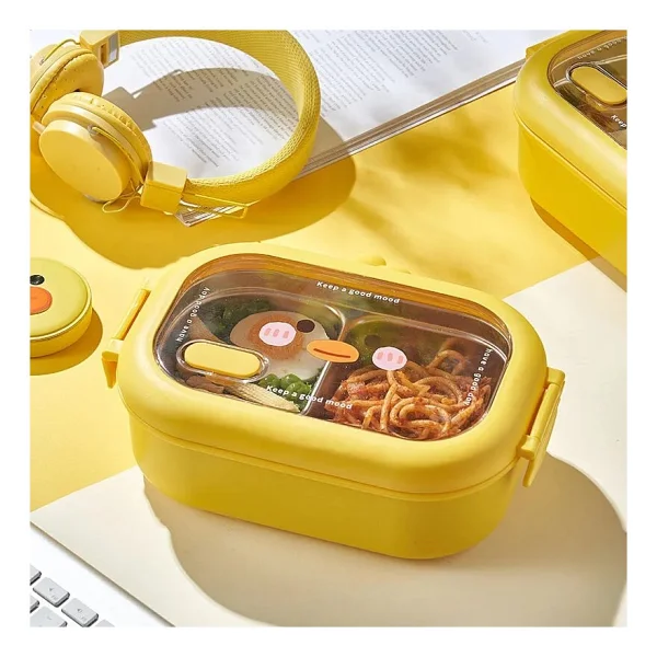 Valkyrie 304 Paslanmaz Çelik Çocuk Beslenme Kabı Kedili Termal Çantalı 2 Bölmeli Lunch Box Yemek Kabı - Görsel 6