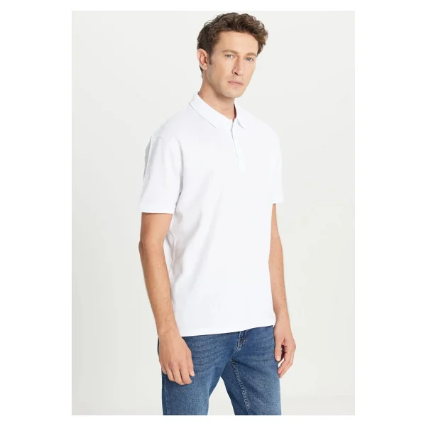 Altınyıldız Classıcs Erkek Beyaz %100 Pamuk Kıvrılmaz Pike Polo Yaka Slim Fit Dar Kesim Tişört - Görsel 9