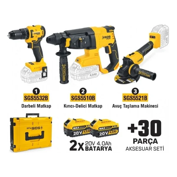 Sgs Combo Set 3 Parça Darbeli Matkap/Kırıcı-Delici Matkap/Avuç T - Görsel 4