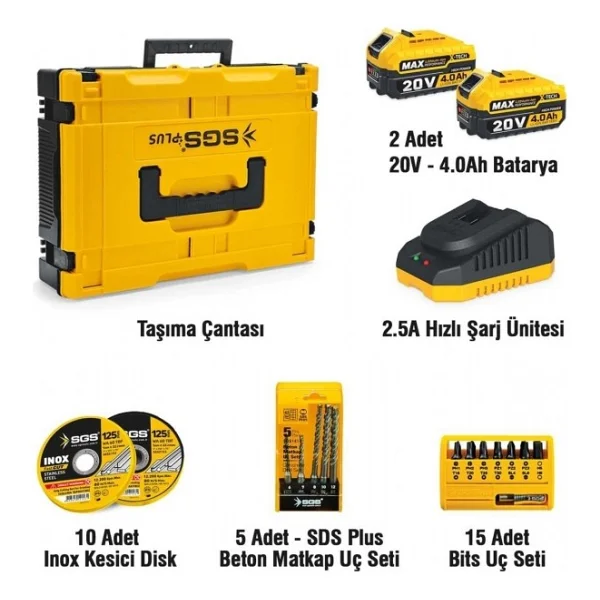Sgs Combo Set 3 Parça Darbeli Matkap/Kırıcı-Delici Matkap/Avuç T - Görsel 2
