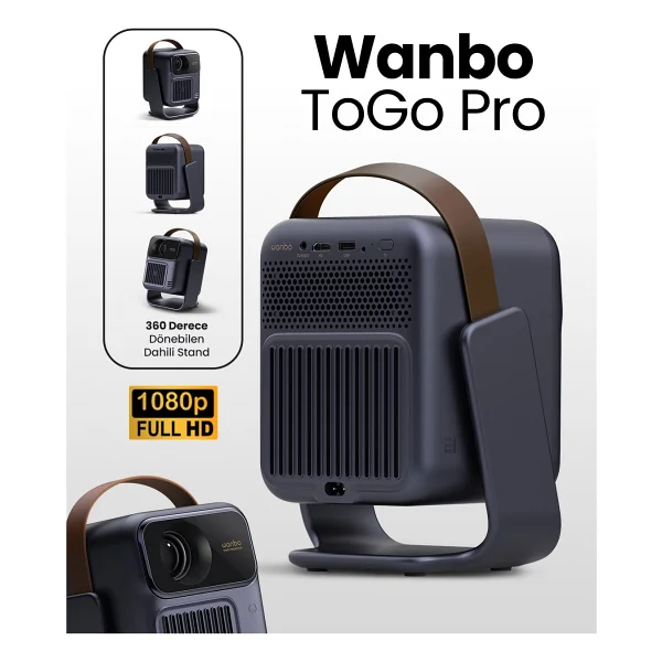 Wanbo Togo Pro 500 Lümen Full HD Wi-Fi Android Taşınabilir LED Projeksiyon Cihazı - Görsel 8