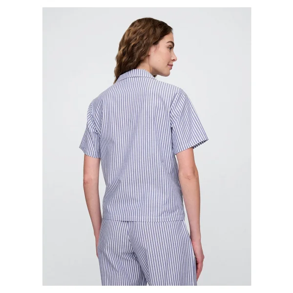Gap Kadın Mavi Gapbody Poplin Kısa Kollu Pijama Üstü - Görsel 5