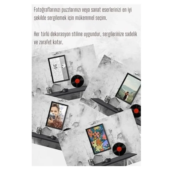 21lik Puzzle Poster Resim Çerçevesi Pvcli Postersiz Resimsiz Çerçeve (Eskitme Gri, 48x68) - Görsel 3