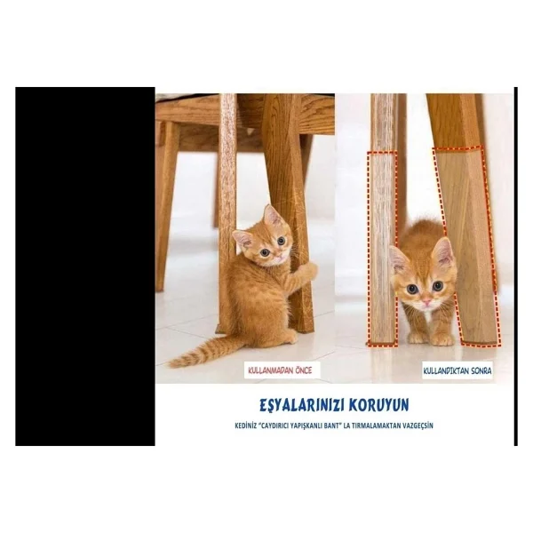 Kedi Caydırıcı Eğitim Bandı, Mobilyalar Için Tırmalamaya Karşı Önleyici, %100 Şeffaf10 Cm X 10 Mt - Görsel 2